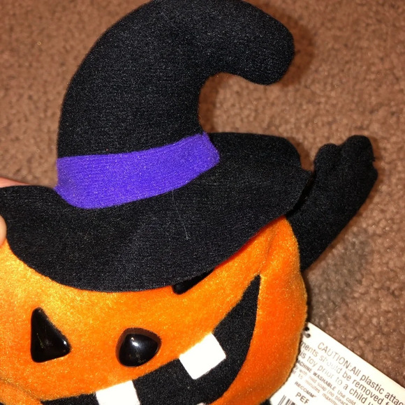 Vintage 1997 Beanie Boppers Halloween Pumpkin Bean Plush - Picture 5 of 7